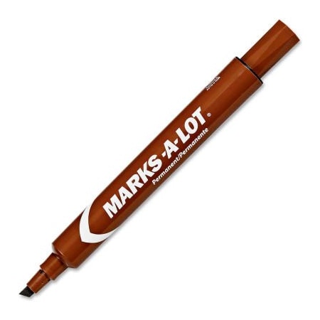 Avery Avery Marks-A-Lot Desk-Style Permanent Marker, Medium Chisel Tip, Brown Ink, Dozen 08-881